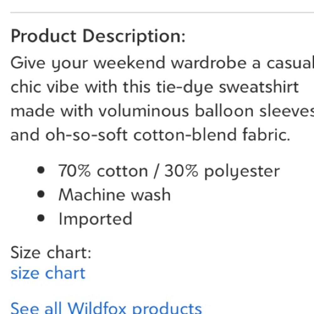 NEW Wildfox Ruby Dove Tie-Dye Olivia Balloon Sleeve Sweatshirt - Picture 5 of 5